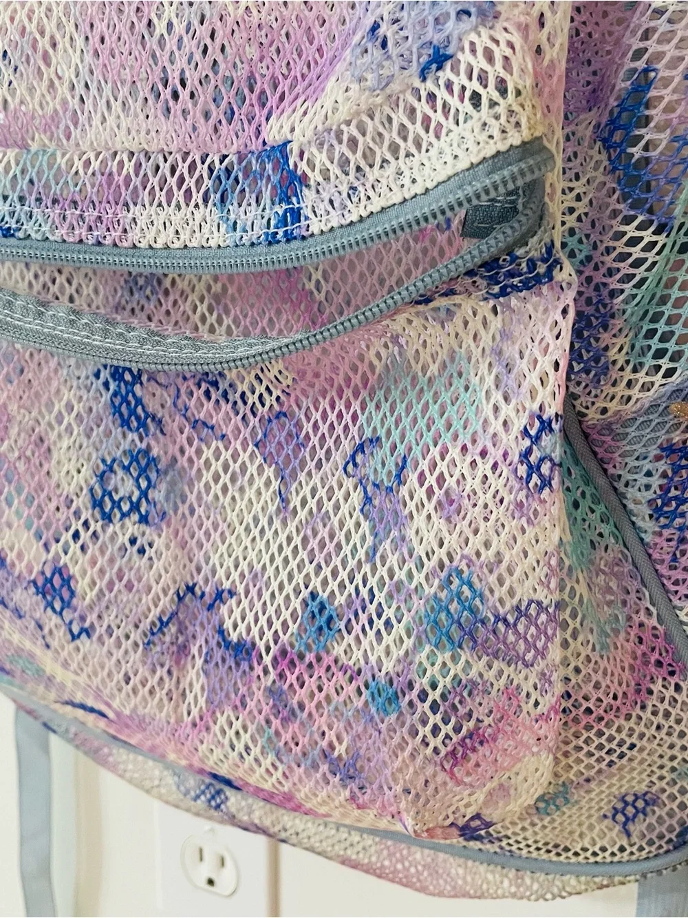 Jansport Pastel Tie-Dye Backpack with Mesh Overlay (Pink, Blue, Yellow)